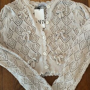 Zara Cream Cardigan with Bow Details